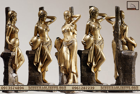 Tượng cô gái đá nhân tạo cao cấp, siêu bền giả đồng